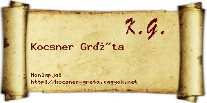 Kocsner Gréta névjegykártya